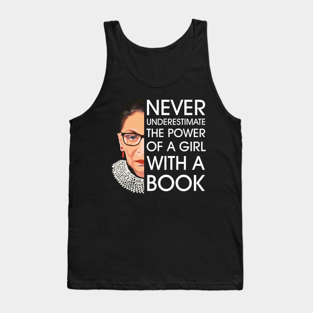 Never Underestimate The Power Of A Girl With A Book Tank Top by oyshopping